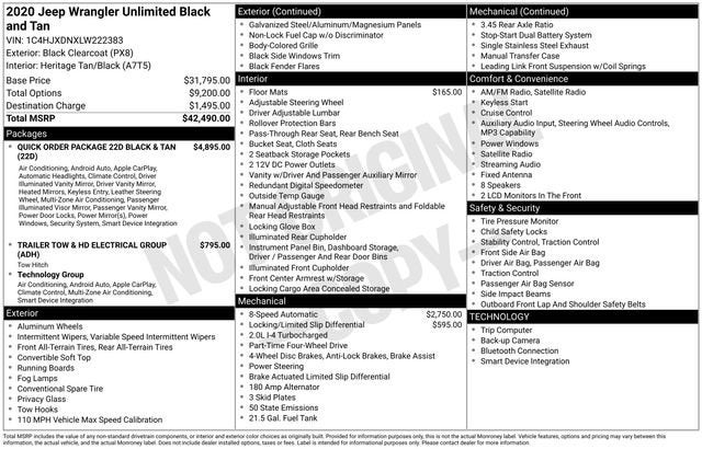 2020 Jeep Wrangler Black and Tan