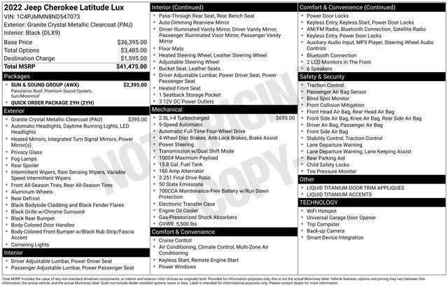 2022 Jeep Cherokee Latitude Lux