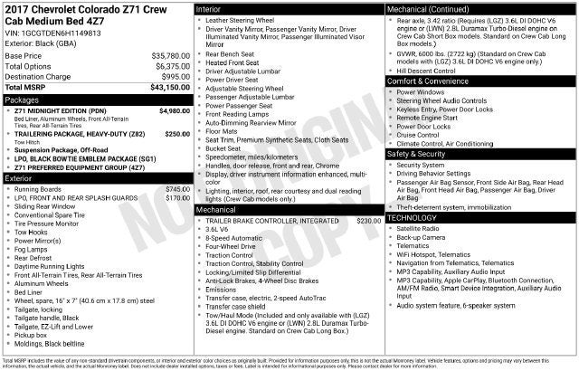 2017 Chevrolet Colorado 4WD Z71