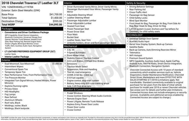 2018 Chevrolet Traverse LT Leather