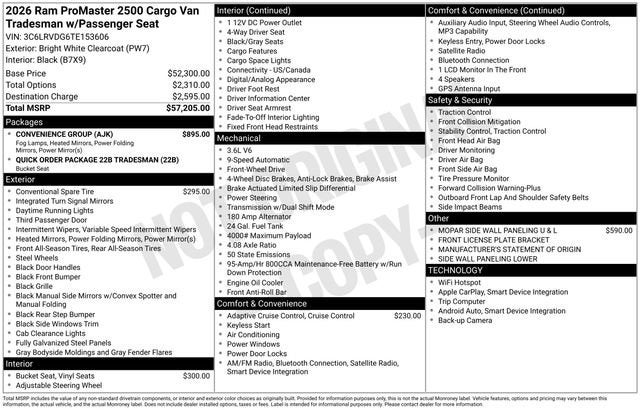 2026 RAM ProMaster 2500 Tradesman