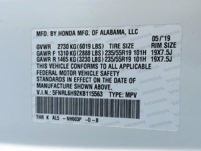 2019 Honda Odyssey Elite