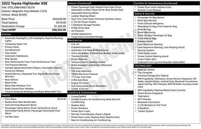 2022 Toyota Highlander XSE
