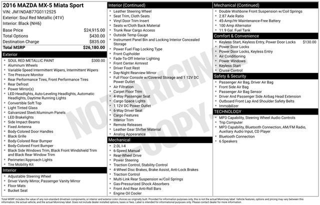 2016 Mazda Mazda Miata Sport