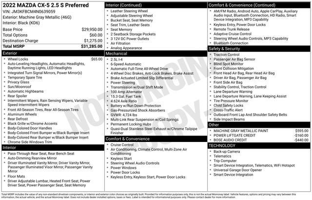 2022 Mazda Mazda CX-5 2.5 S Preferred Package