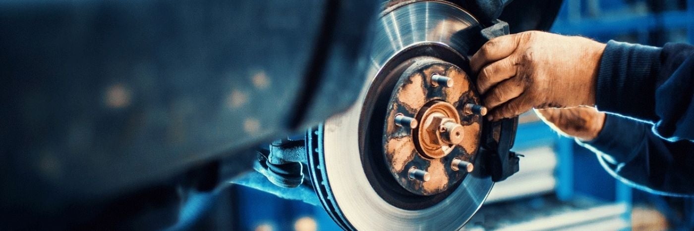 Close up view of a brake rotor